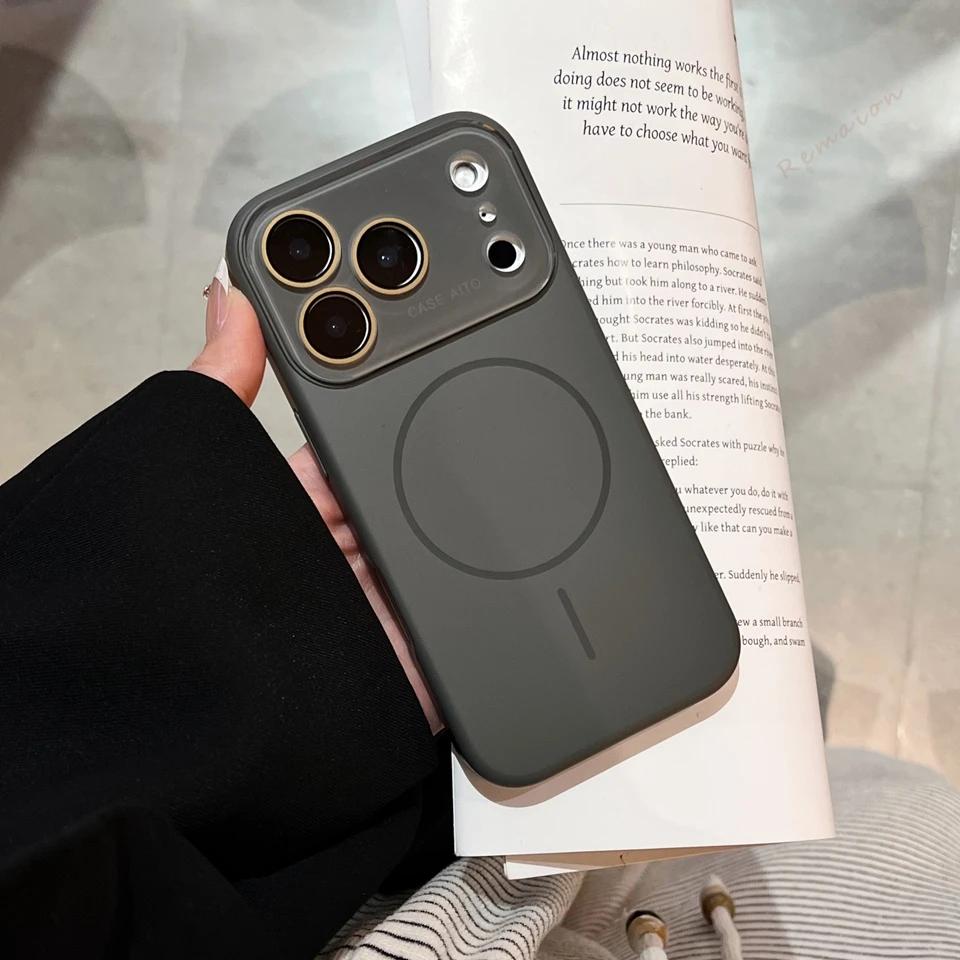 Новый Чехол из Жидкого Силикона с Большим Окном для iPhone 12 13 16 17 Pro Max Air 16Pro 17Pro Официальный Мягкий Защитный Чехол
