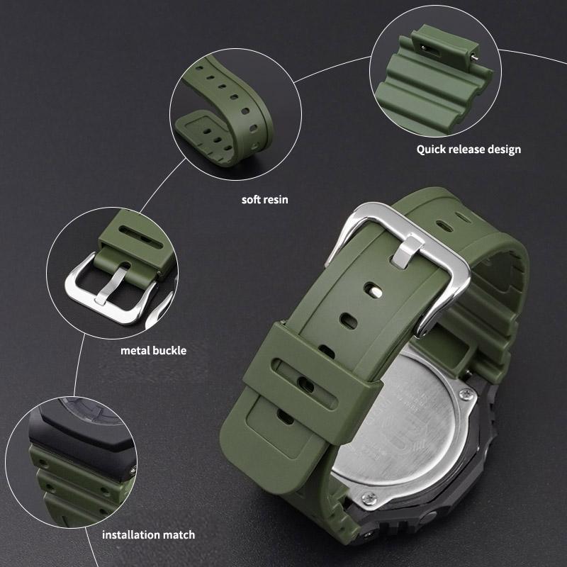 Резиновый ремешок для Casio G SHOCK GA 2100 DW-5600 Спортивный браслет Ремешок для часов Пряжка из нержавеющей стали ТПУ 16 мм Замена Наручный ремешок
