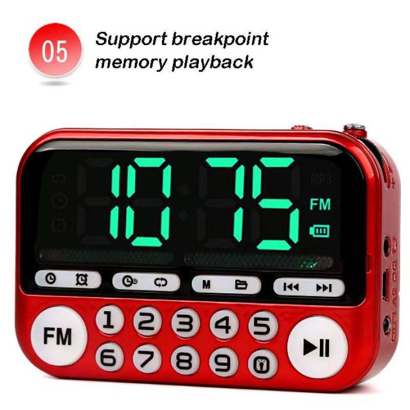 Mini Portable Radio Large Screen Handheld Digital FM USB TF MP3 Rechargeable Player Speaker