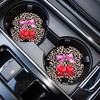 Heat Resistant Placemat 6PCS Car Coasters, Leopard Print Decorative Round Heat-insulating Mat Heat-Insulating Stain-Proof Cup Holders, for Auto