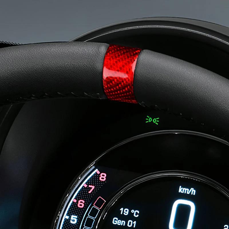 Real Hard Carbon Fiber Sticker Sticker For Fiat 500 Abarth 595 695 2020 2021 2022 2023 Car Steering Wheel Ring Accessories.