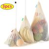 Многоразовые хлопковые сетчатые сумки для овощей, фруктов, продуктов, для кухни, моющиеся, сетчатый пакет для хранения, органайзер для кухни, экологичная сумка на шнурке