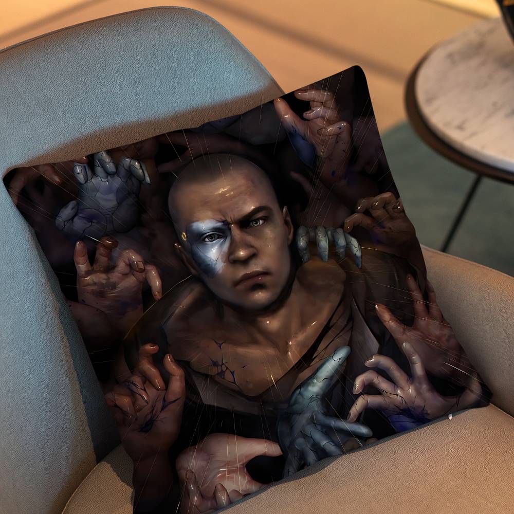 Game Rk800 Detroit Connor Pillow Case Anti-Dustmite Pillowcase Invisible Zipper Silky Short Plush Sofa Cushion Cover