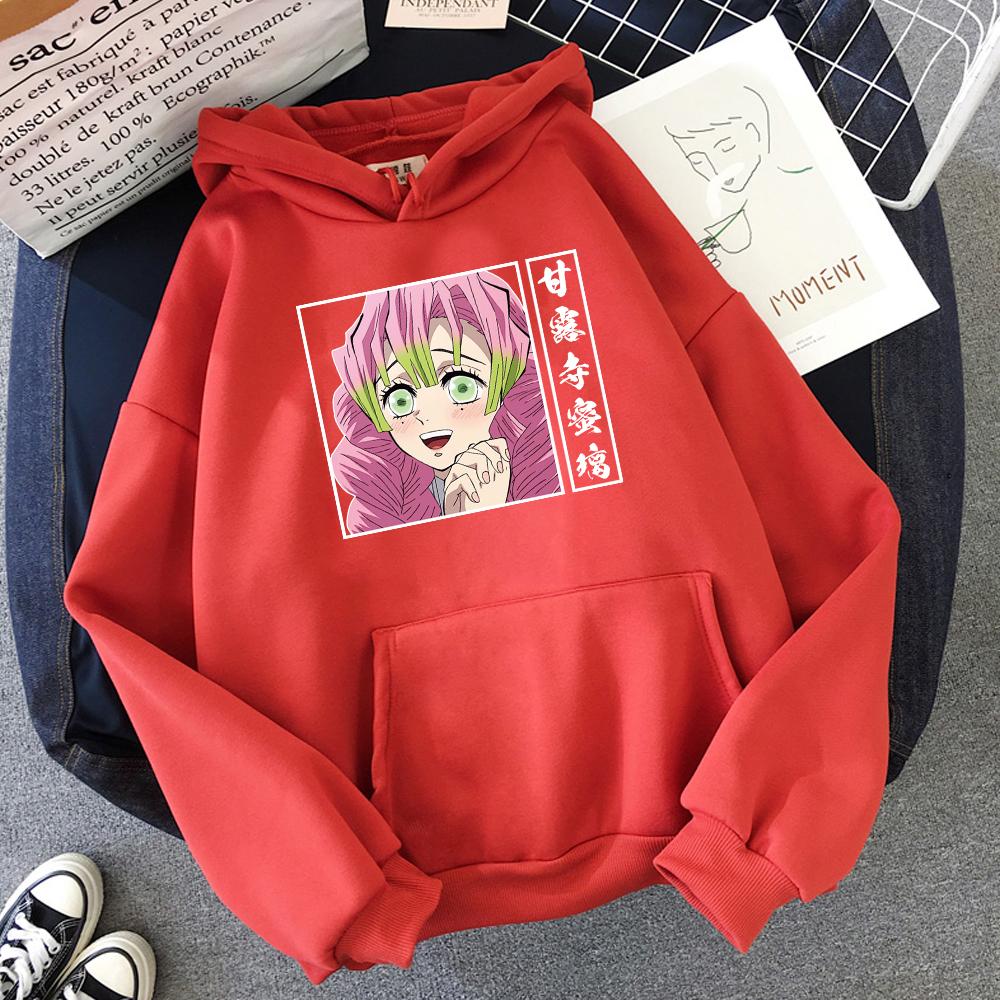 Лидер продаж, толстовка с капюшоном в стиле аниме «Demon Slayer Kanroji Mitsuri», мужские/женские толстовки с длинными рукавами и принтом, одежда, топы