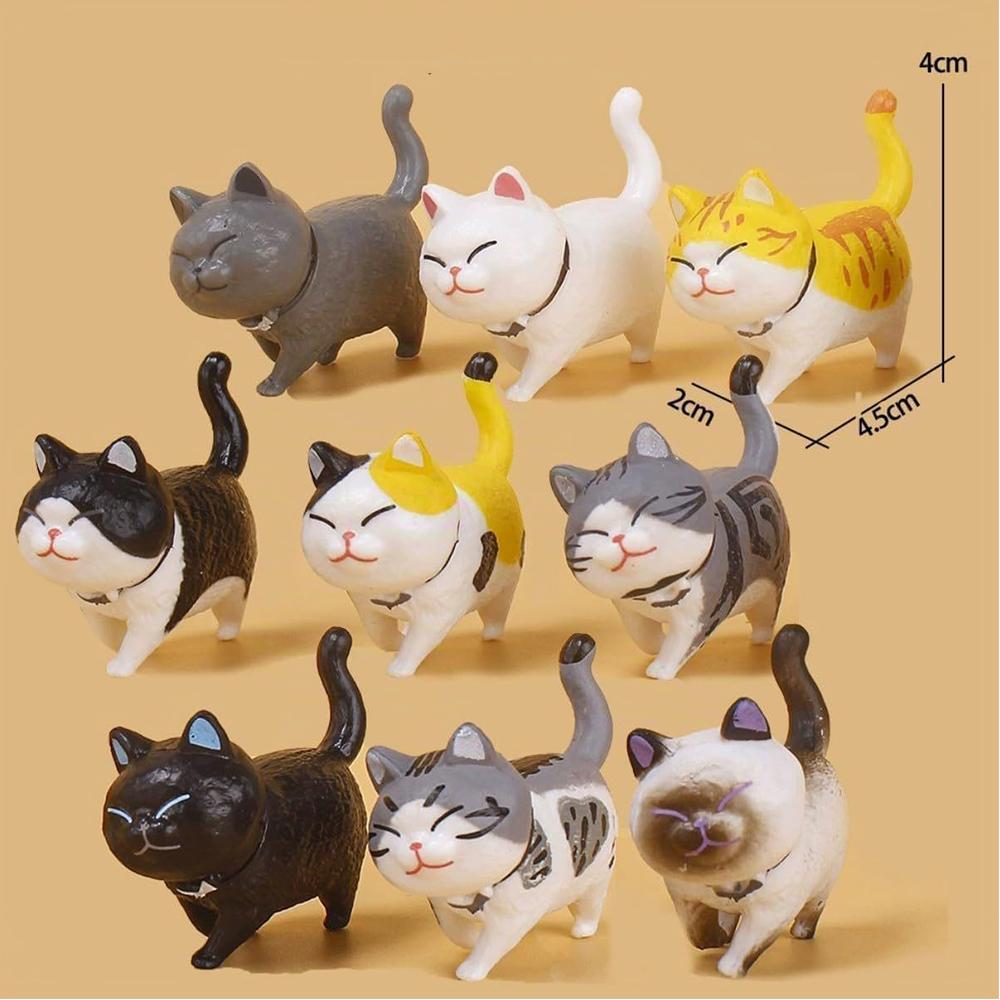 9 шт. Мини-фигурки кошек для стола, автомобиля, рабочего стола, офиса