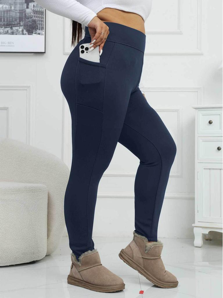 Леггинсы больших размеров с карманами на осень/зиму, утепленные флисом, с высокой посадкой, верхняя одежда, женские зимние теплые леггинсы