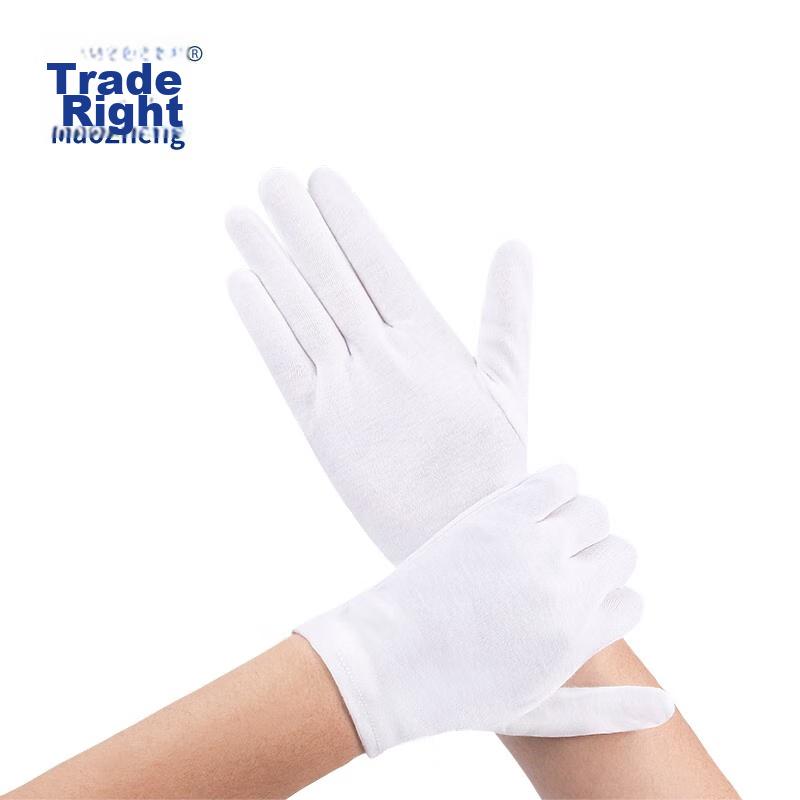 White Gloves, 12 Pairs/pack, Thickened Sweat-Absorbing Dust-Free Cotton Fabric, White Color