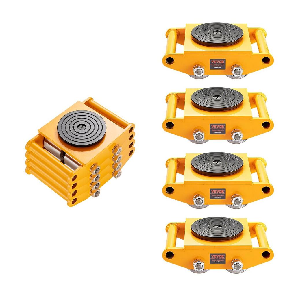 4PCS Machinery Skate Dolly, 26455LBS/12T Industrial Machinery Mover, Heavy Duty Carbon Steel Machinery Moving Skate & 4 Carbon Steel Wheels and 360°
