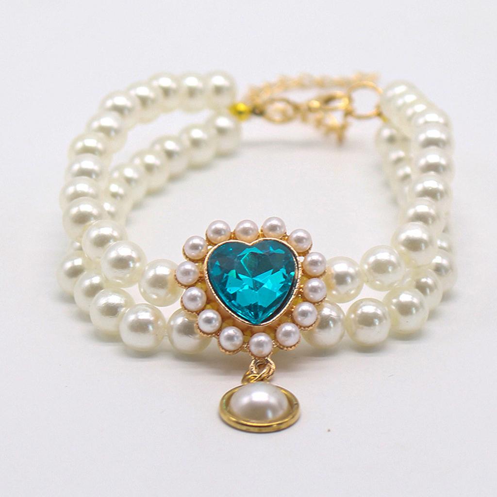 Cute Girl Pearl Collar Collars for Girl S with Small Heart Shape Rhinestone Adjustable Length Collar