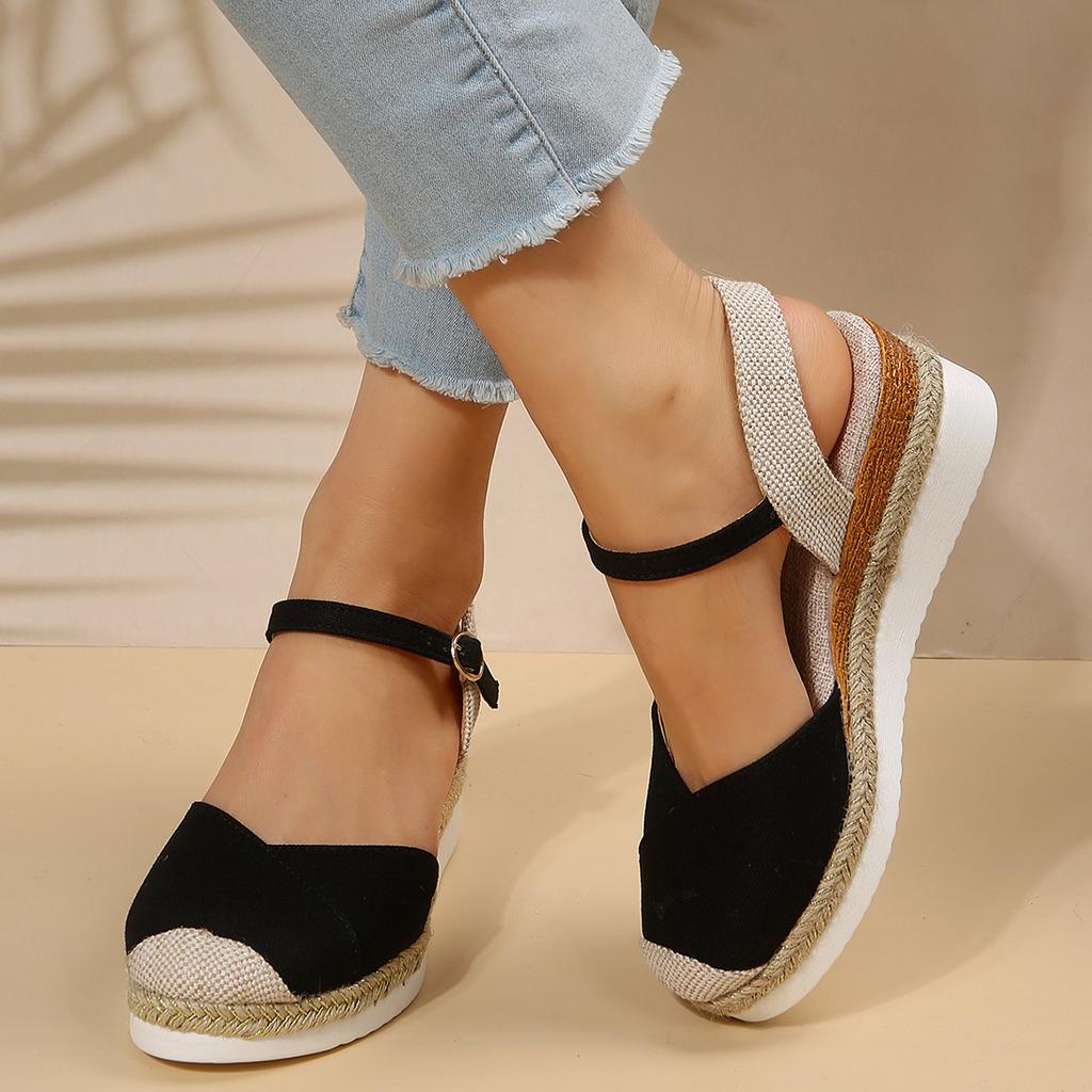Women Closed Toe Wedge Sandals Women 2024 Summer Buckle Strap Gladiator Shoes Woman Fashion Platform Sandals Female