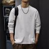 Осенняя простая вышитая футболка с длинными рукавами, мужская 50G, плотная трикотажная нижняя рубашка, американский модный свитер