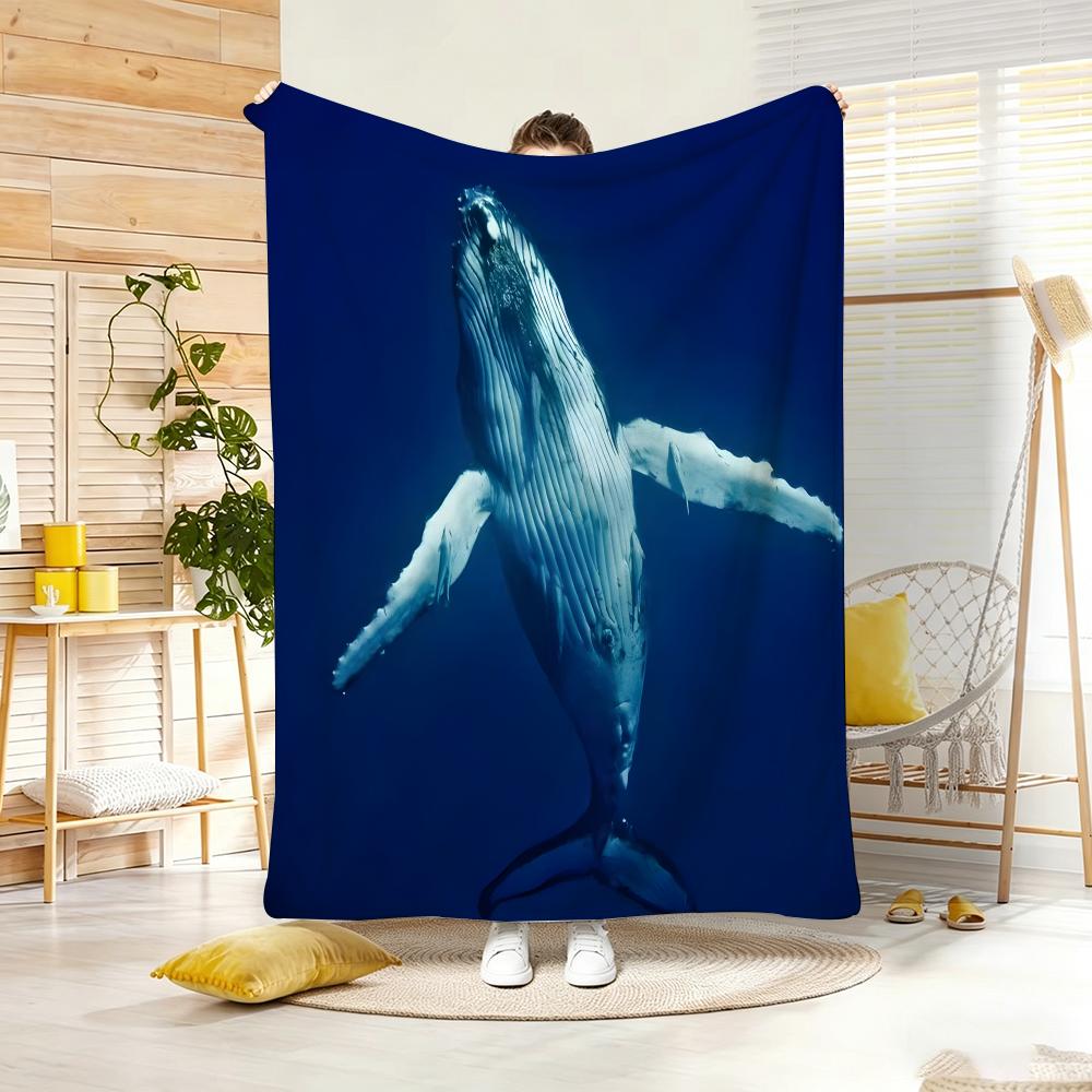 Anime whale Throw Lightweight g Flannel Blanket Soft Skinfriendly for Summer Cooling