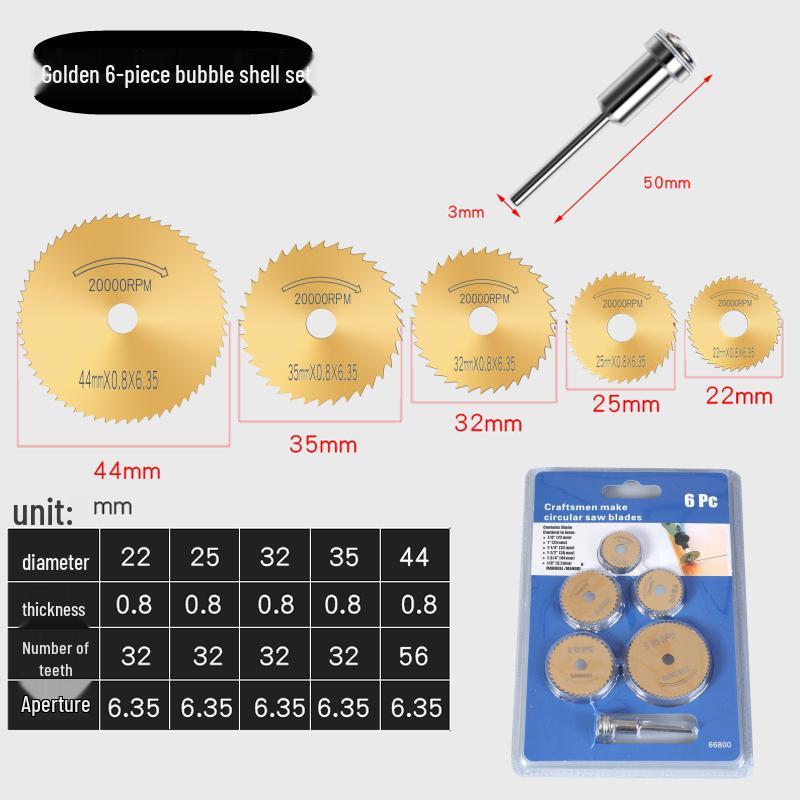 High-Speed Steel Circular Saw Blade Set for Wood, Plastic & Metal - Miniature Size for Hand Drills & Electric Grinders