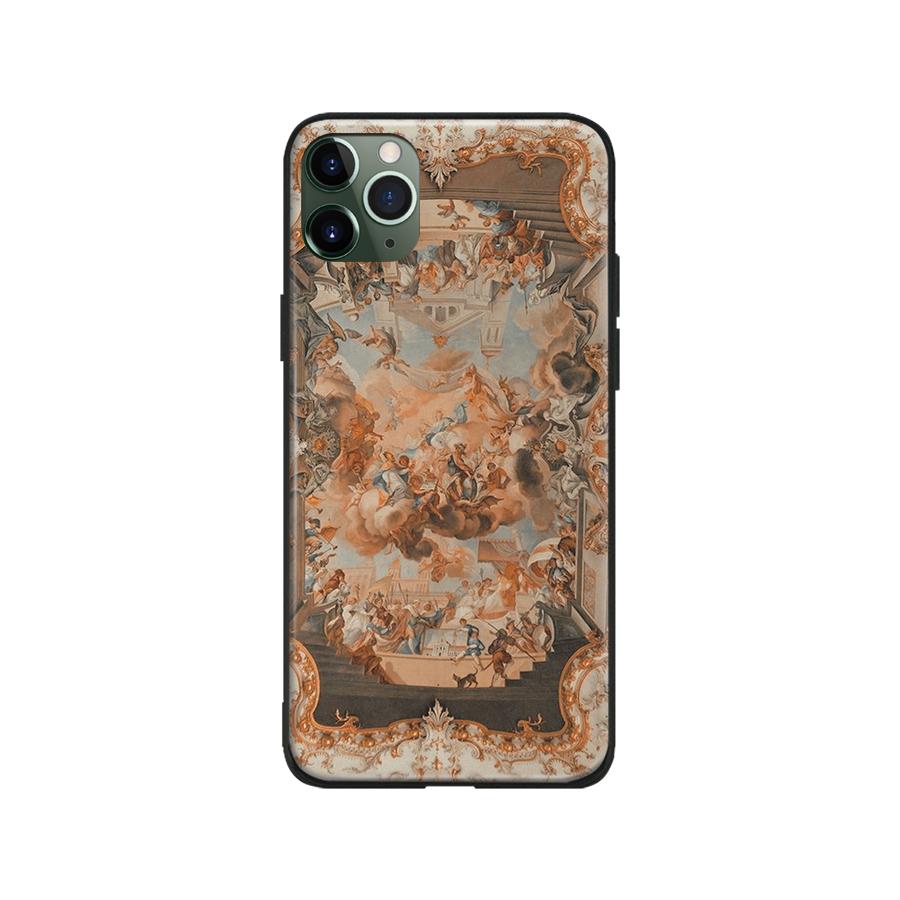 Эстетический пастельный розовый силиконовый чехол в стиле барокко с религиозным искусством для iPhone 6s 7 8 Plus X XR XS 11 12 13 mini Pro Max