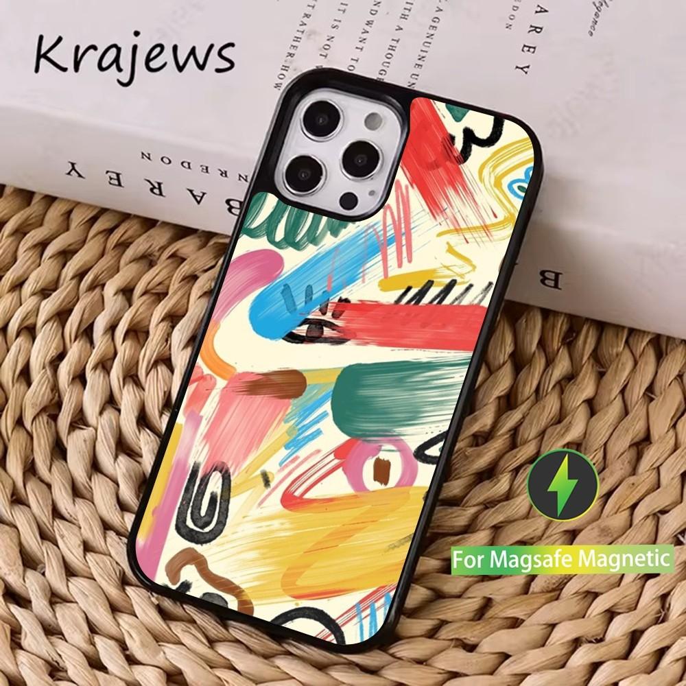 Крутая вещь Чехол для телефона с граффити-артом Для iPhone 16,15,14,13,12,11,Pro,Max,Plus,Mini, Magsafe,Магнитный чехол для беспроводной зарядки