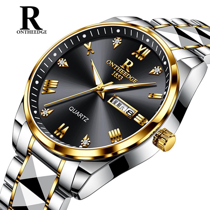 Мужские кварцевые водонепроницаемые светящиеся наручные часы с браслетом из стали, лидер продаж