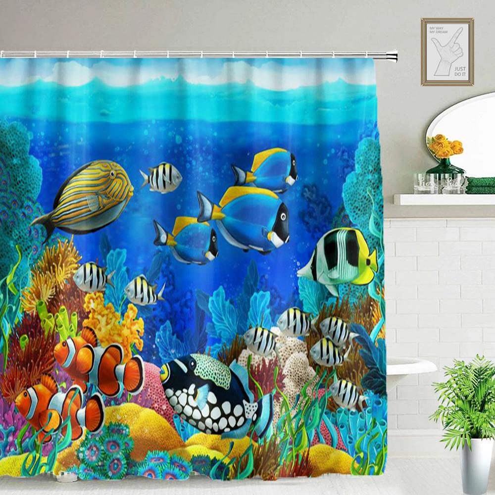 3D Дельфин Занавеска для душа в ванную Водонепроницаемая полиэстеровая ткань Детская занавеска для ванной с 12 крючками Милые Cortinas Стирающиеся Домашний декор