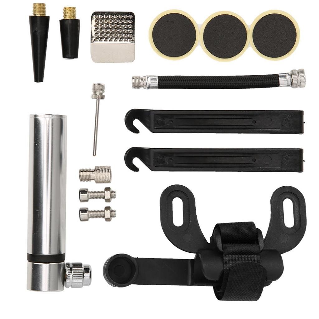 Bike Tire Repair Kit Mini Bike Pump Repair Kit Accessory for Road Mountain BikesSilver