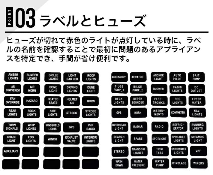 Car Boat Fuse Box Holder with Waterproof LED Warning Light ATO ATC Block Blade Fuses View Kit Stickers DC for Trikes 12-Way Kit, Fuses, 5A, 10A, 15A,