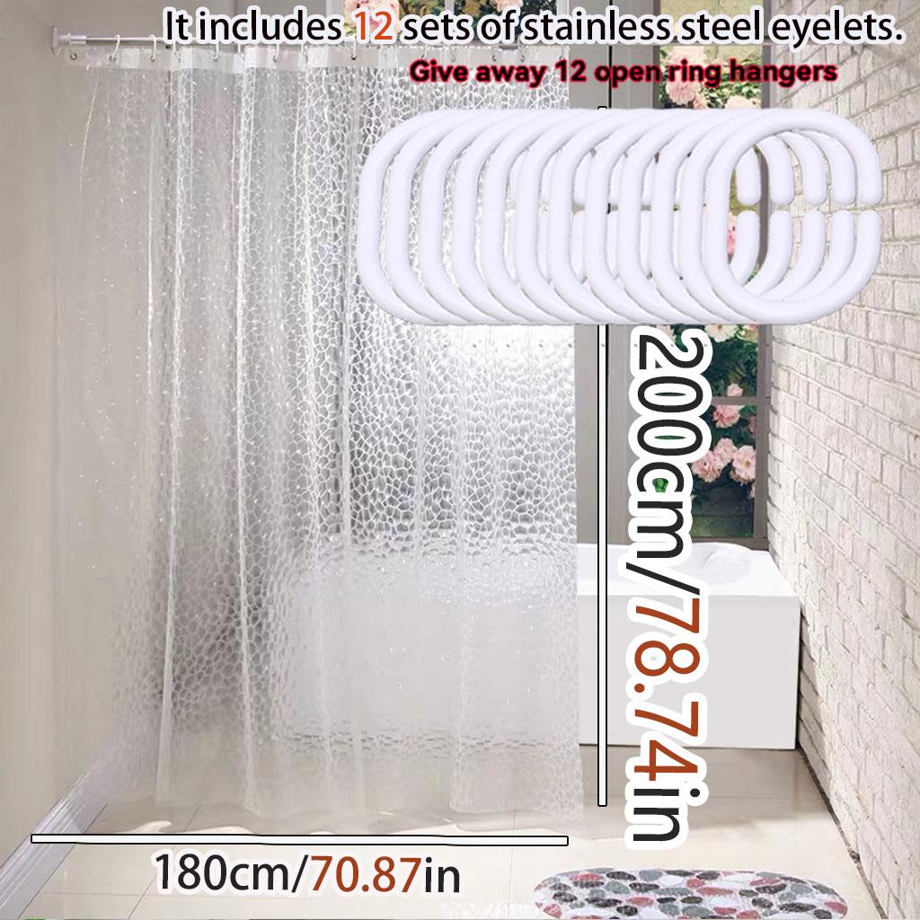 3D Ice Crystal Texture Translucent Waterproof PEVA Shower Curtain Water Cube Design Bathroom Divider