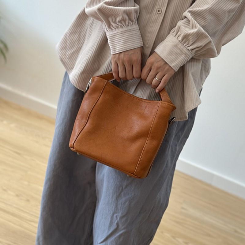 Johnature Сумка-ведро из натуральной кожи, повседневная однотонная женская сумочка, универсальная сумка через плечо