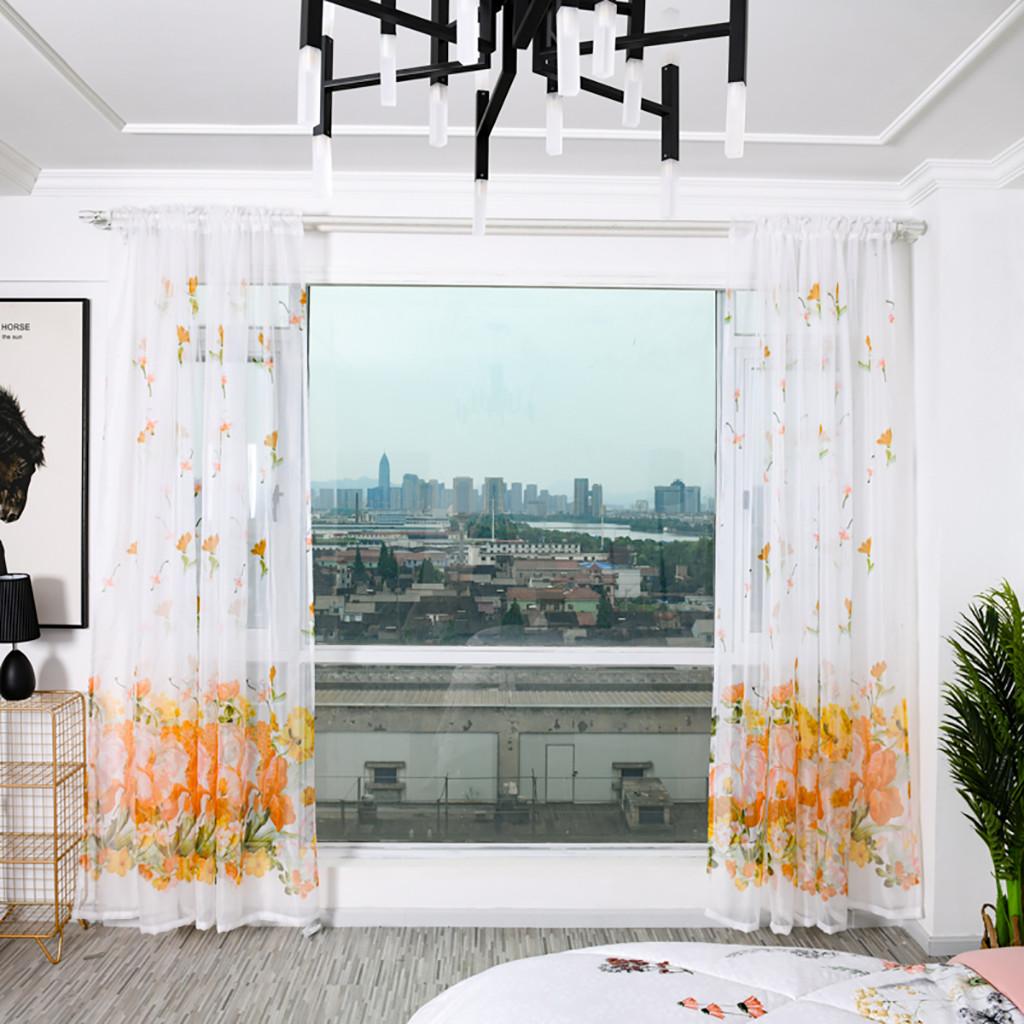 Прозрачная занавеска с изображением деревьев, тюль, оконная вуаль, драпировка, ткань подзора