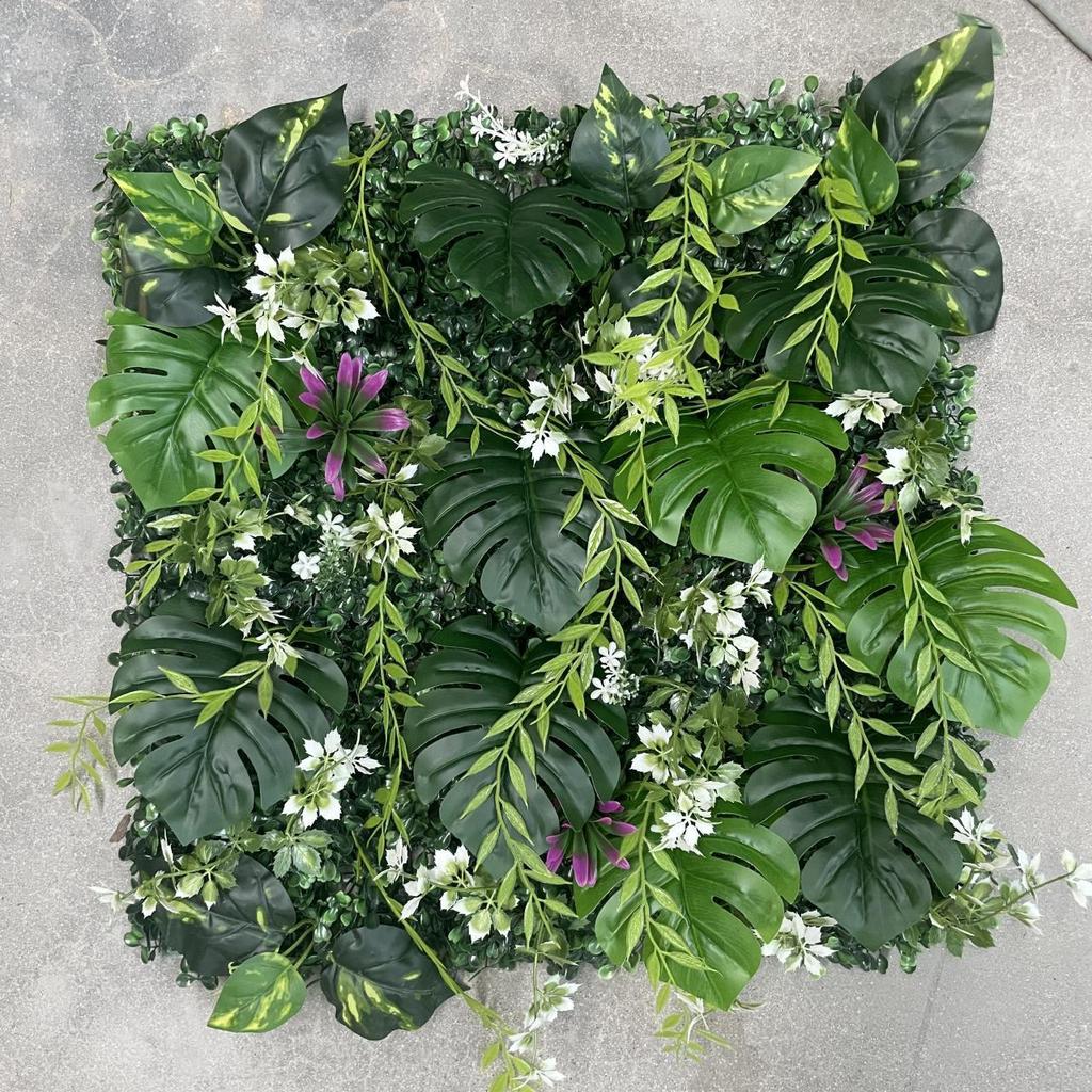50×50cm Artificial Green Plant Wall - Plastic Vertical Garden, Fake Flower Wall, Synthetic Turf Background