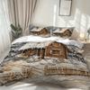 MOKALALA 2/3pcs Snowy Cabin Themed Duvet Cover Set Winter Wonderland Inspired Bed Cover Set Cozy Bedding Set 1 Duvet Cover