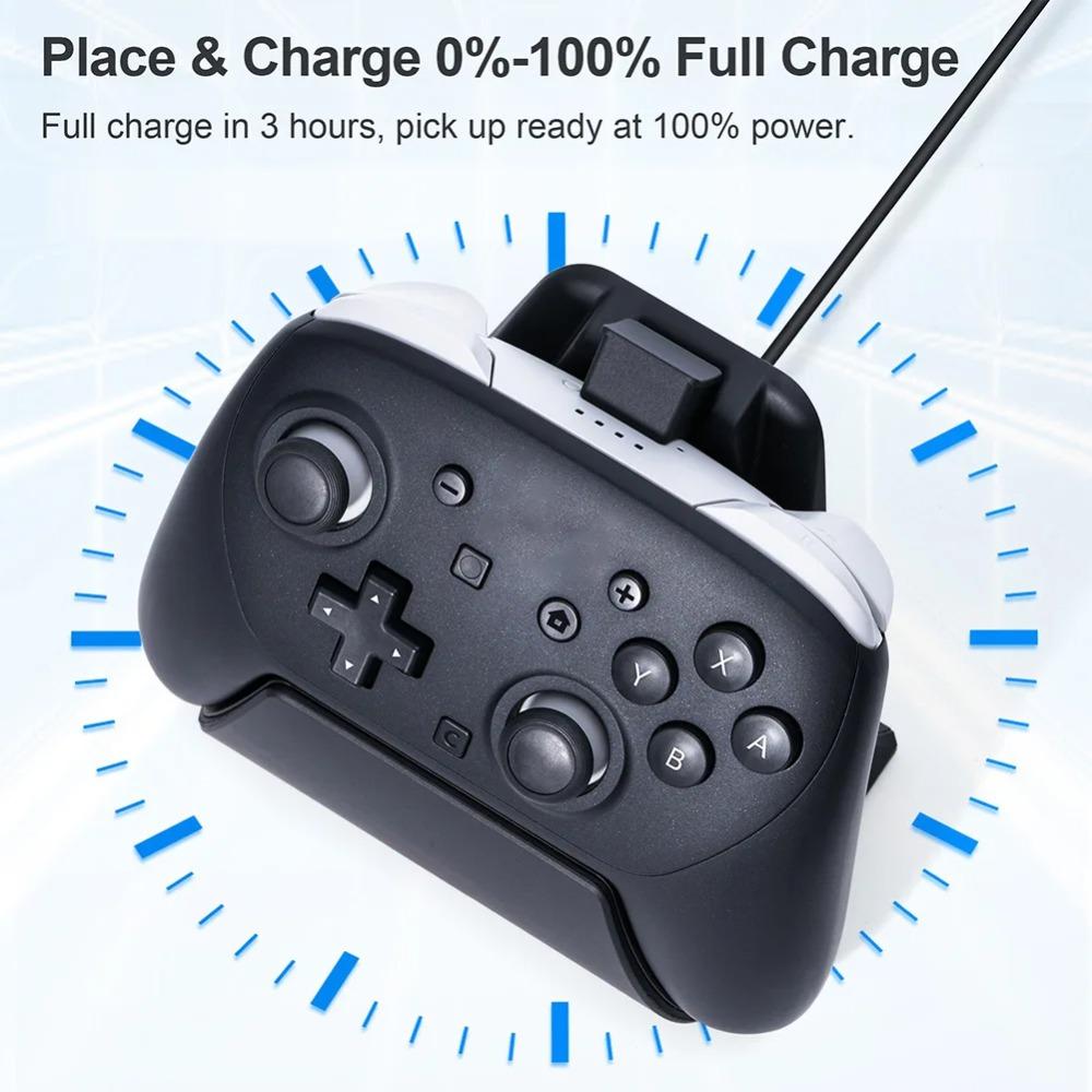 Зарядная станция для контроллеров, совместимая с контроллерами Switch 2 Pro, Стенд для зарядки, Быстрая зарядка, Светодиодный индикатор и адаптер