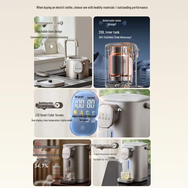 SUPOR 5L 316L Stainless Steel Electric Hot Water Bottle CN plug (adapter included)