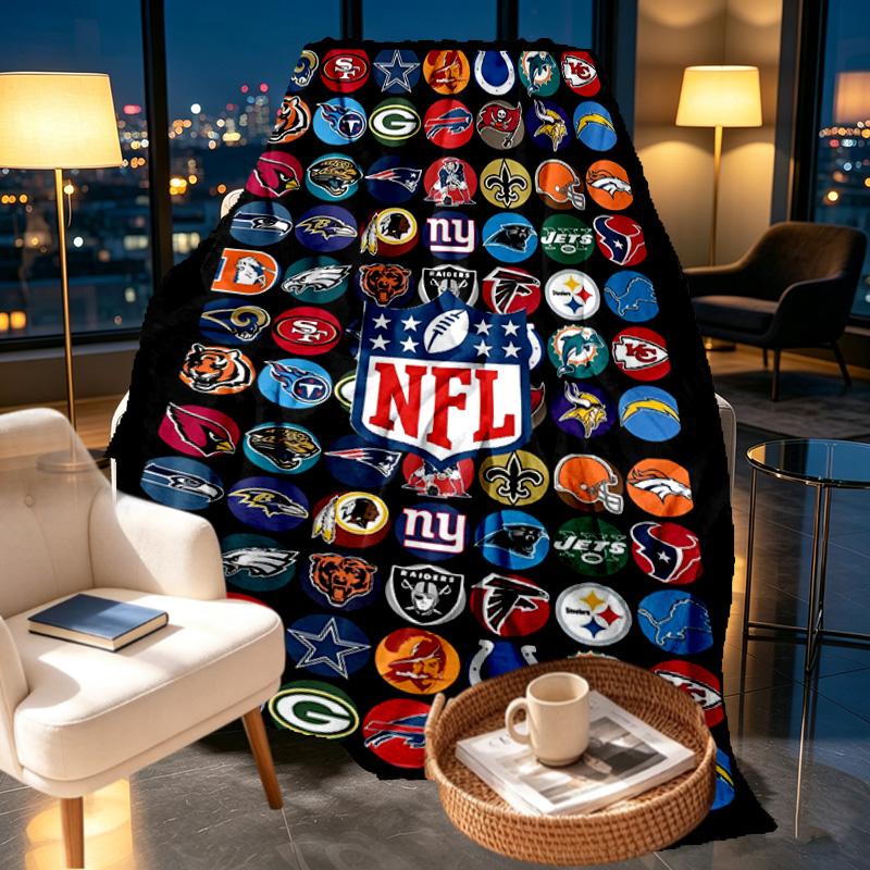 NFL Print Blanket - Soft & Comfortable, for Bedroom, Travel, Sofa, Home Decoration - Birthday Christmas Gift for Friend