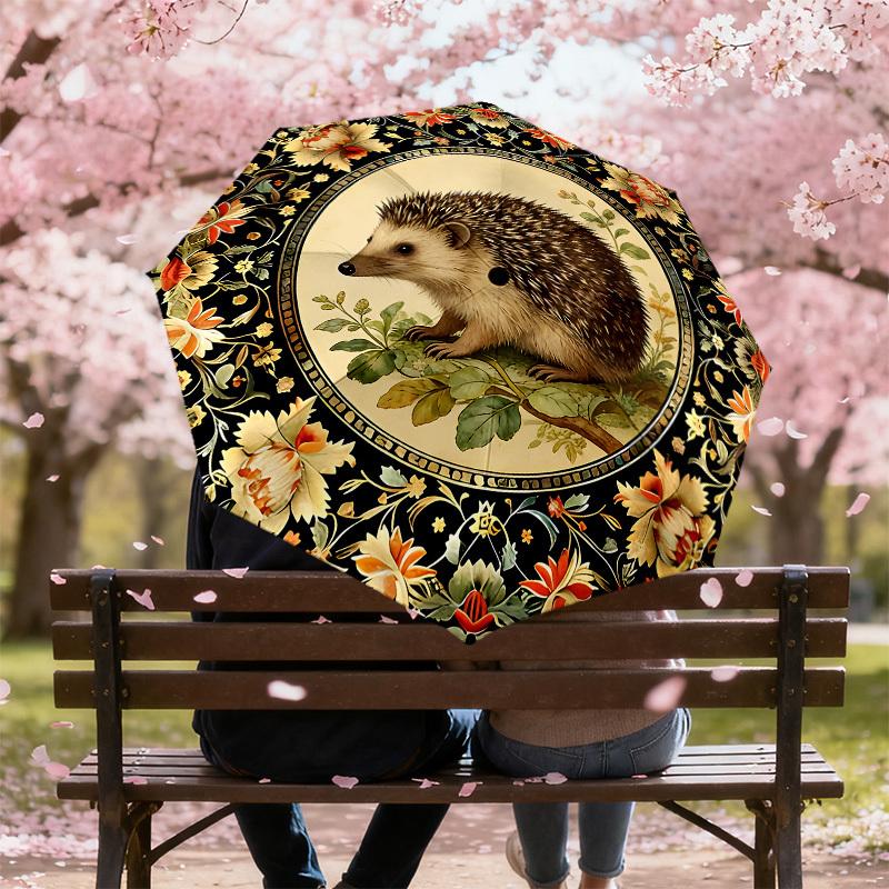1PC Hedgehog Floral Umbrella-8-Rib Reinforced, Automatic Open, Lightweight & Durable, Cute Fashion Accessory for Outdoor-K1271