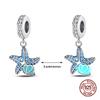 100% Стерлингового Серебра 925 Синий Океан Животное Светящиеся Бабочки Краб Шарм Бусины Подходит 925 Оригинальных Браслетов Роскошные Ювелирные Изделия DIY