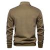 Men's Winter Solid Color Stand Collar Half Zipper Slim Fit Knit Long Sleeve Top