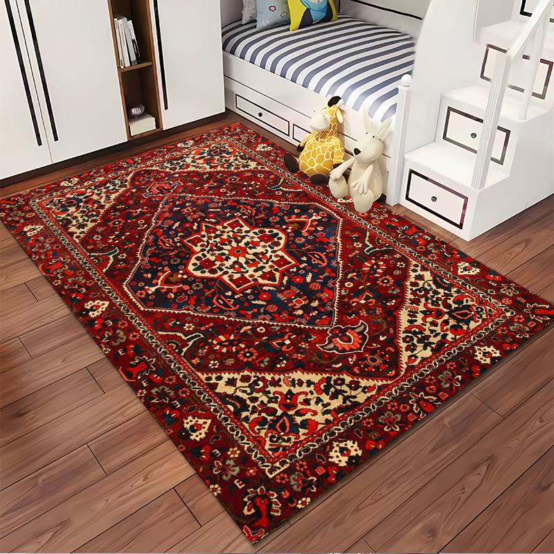 Persian Floral Pattern Area Rug Non-slip rug suitable for living room and bedroom sofas.