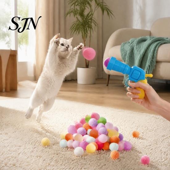 Мягкие Игрушки-Мячики для Кошек, Игрушка-Запускалка для Охоты, Плюшевые с Пушистой Поверхностью, Интерактивные Игрушки для Игр, Игрушки для Апортировки, Безопасные для Скучающих Домашних Кошек и Котят