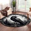 Circular Raven Mystical ForestPattern Round Shape Floor Mats Kitchen Hallway Runner Rug Bedroom Living Room Soft Carpet Non-slip Area Rug