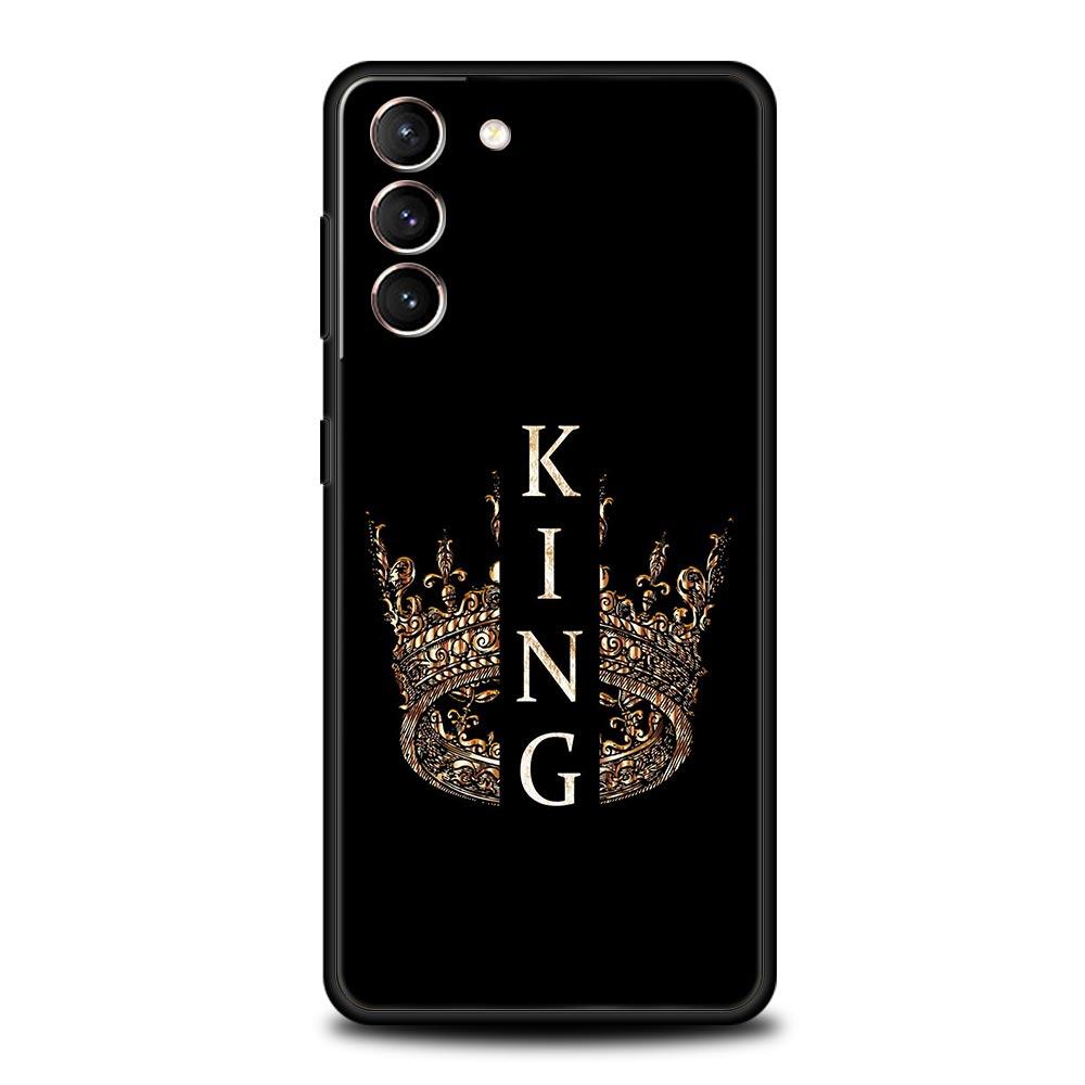 Phone Case For Samsung Galaxy S23 S22 Ultra S20 S21 FE 5G S10 S9 Plus S10E S8 Note 20 Silicone Cover King Queen Lovers Couple