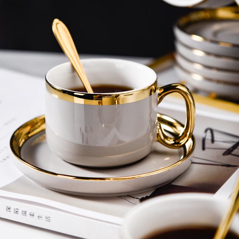 Naijiang European Luxury Gold Rim Ceramic Coffee Set