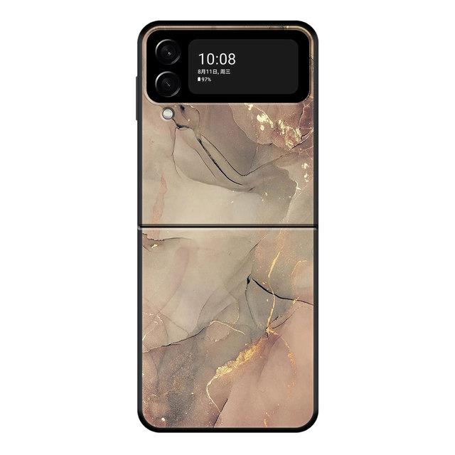 Для Samsung Zflip3 Z Flip3 5g Zflip Flip Черный ПК Смартфон Чехол Розовое Золото Мрамор Арт Мода Жесткий