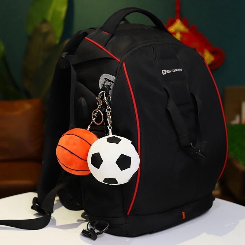 9cm Sports Ball Plush Pendant Stuffed Orange Basketball & Black White Football Key Chain Decor Plushie for Bag Backpack Gift