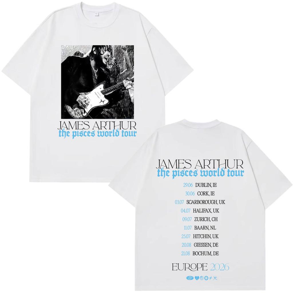 Rapper James Arthur Pisces World Tour Tshirt Unisexs Unisex Gothic Cotton Shortsleeved Tshirt Fashion Hip Hop Cotton Tshirts
