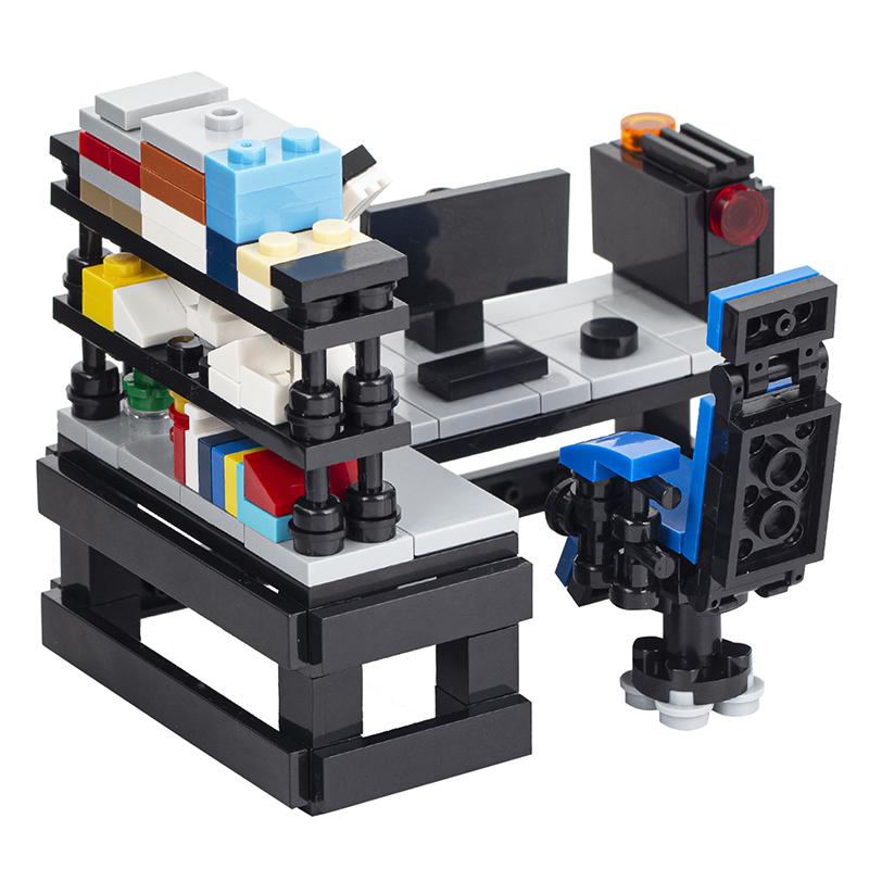 Город Фигурки Мебель Набор Игрушки Модель MOC Кирпичи Детская коляска Стол Диван Кровать Пианино Кухня Ванная Строительные блоки Подарок