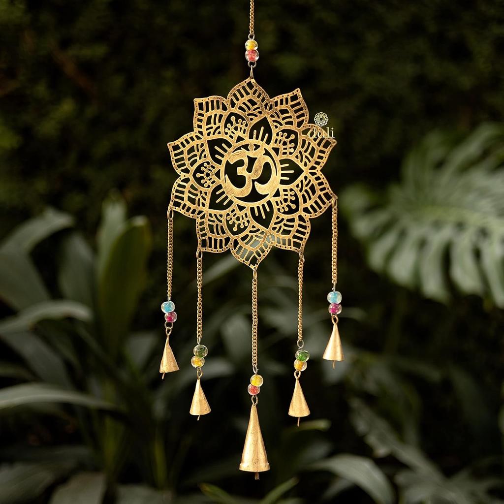 Настенные колокольчики Лотос, Wind Chime Wall Hanging Lotus (20 x 10 Inches), Duli