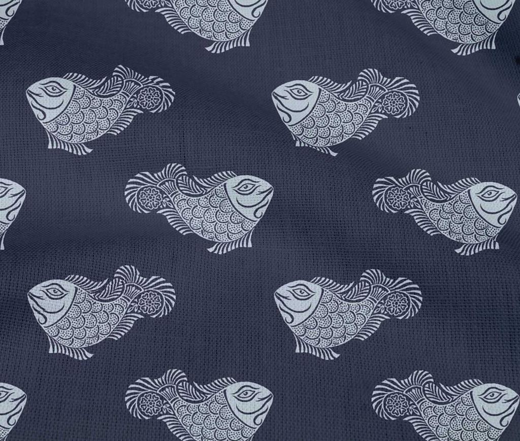 oneOone Cotton Flex Fabric Fish Block Decor Fabric Printed BTY 40 Inch Wide