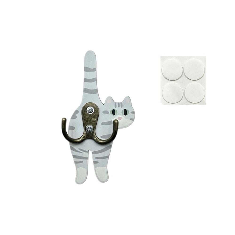 Wall Mounted Cat Butt Tail Key Rack Wooden Key Hanger Cat Shaped Wall Hook  Bathroom