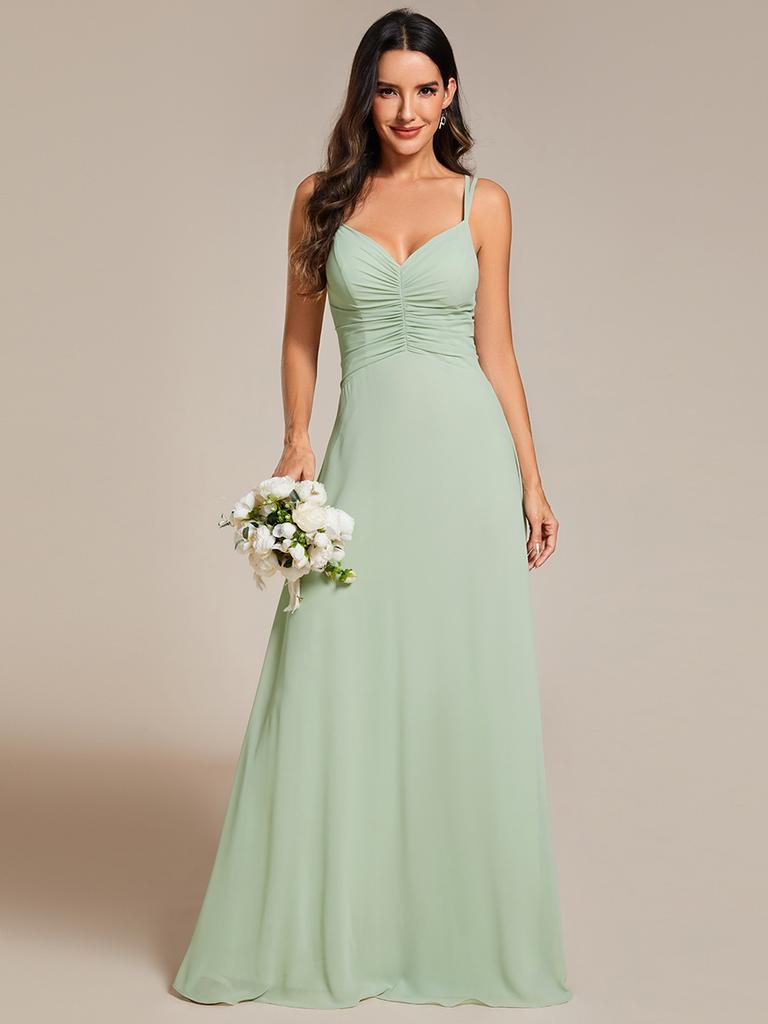 Ever-Pretty Women's Chic Adjustable Straps V-Neck Pleated Empire Waist Chiffon Bridesmaid Dress