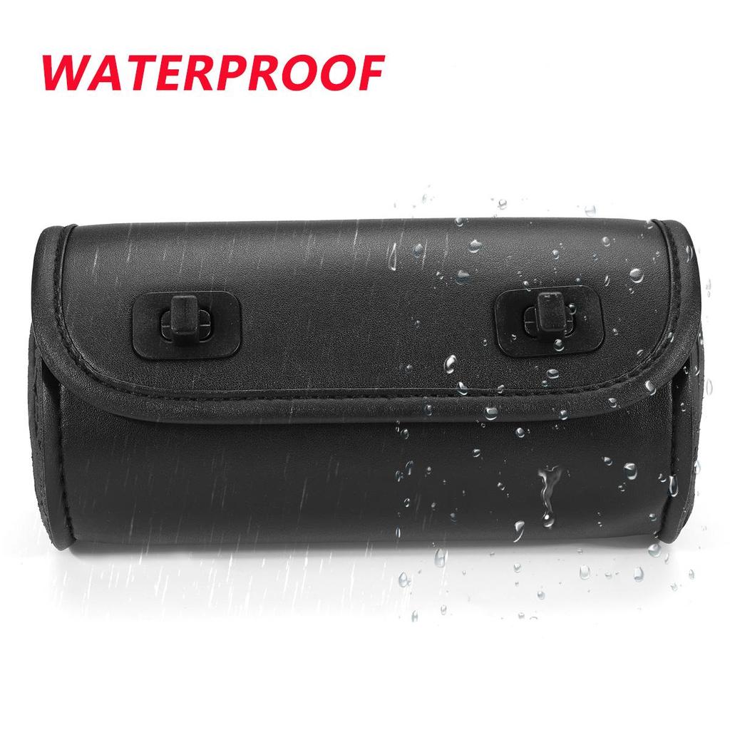 Motorcycle Front Fork Tool Bag PU Leather Side Tail Tool Bag Luggage Pouch Storage Scooter Handlebar Hanging Bags Waterproof