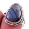 Natural Labradorite Gemstone 925 Solid Sterling Silver Jewelry Ring Size 8 m6Q67