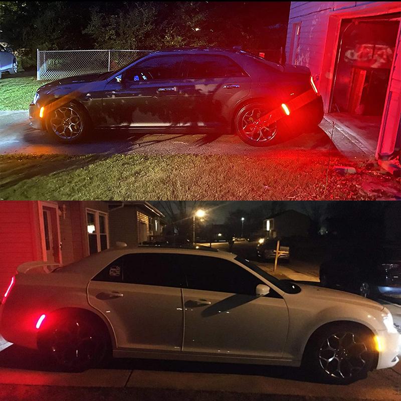 For Chrysler 300 Front Rear Bumper LED Side Fender Marker Light Parking Light Front Amber Turn Signal Lights 2015-2021 12V Back Up Lights 1